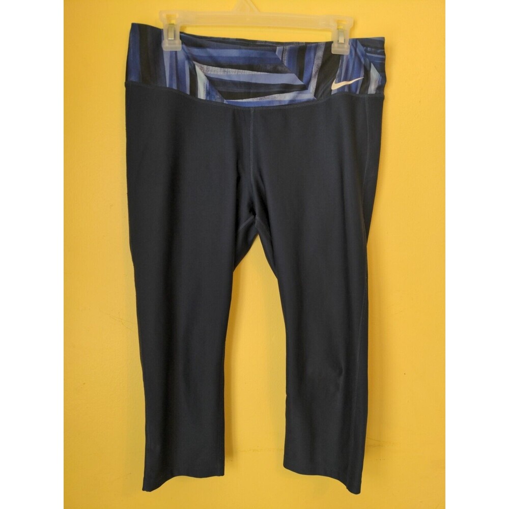 NIKE DRI FIT Running Capri Crop Royal Blue Pants Athletic Running Size Large